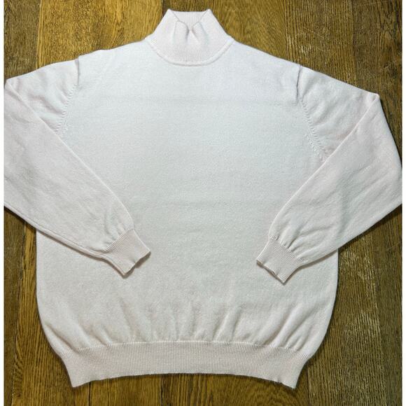 Vintage Norm Thompson 100% Cashmere Pale Pink Mock Neck Sweater Sz L Soft Feel - Picture 1 of 7
